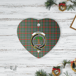 Scottish Bisset 2 Clan Tartan Ceramic Ornament - Crest Heart Style Scottish Plaid Tartan Plaid
