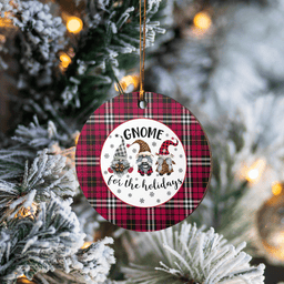 Scottish Little Clan Tartan Ceramic Ornament - Gnome Round Style Scottish Plaid Tartan Plaid
