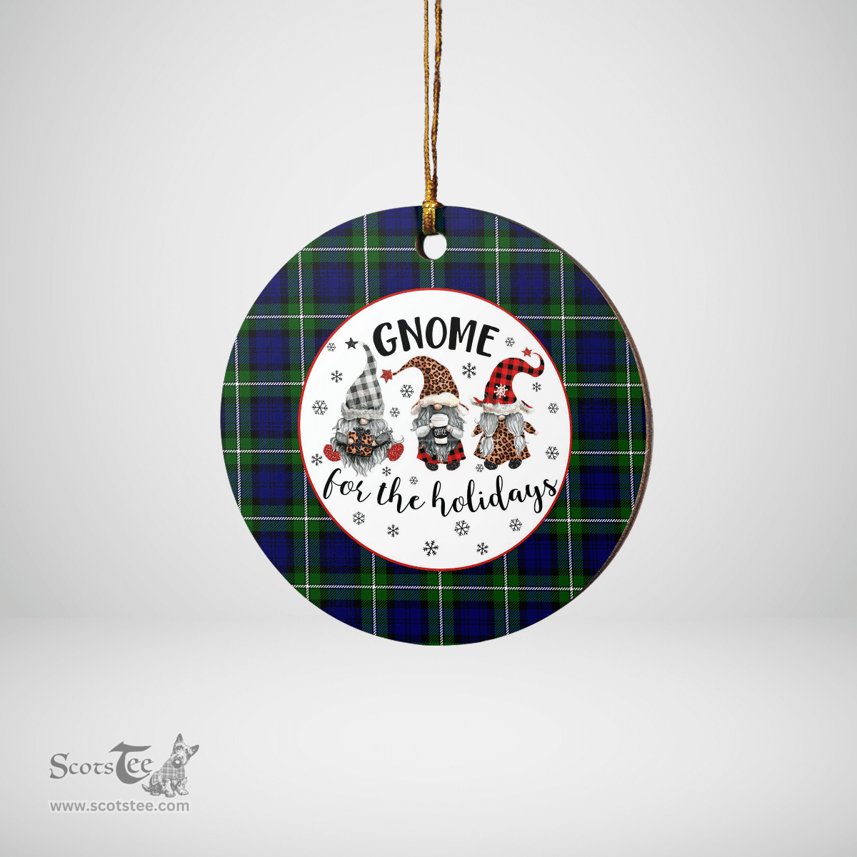 Scottish Meldrum Forbes Clan Tartan Ceramic Ornament - Gnome Round Style Scottish Plaid Tartan Plaid