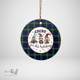 Scottish Meldrum Forbes Clan Tartan Ceramic Ornament - Gnome Round Style Scottish Plaid Tartan Plaid