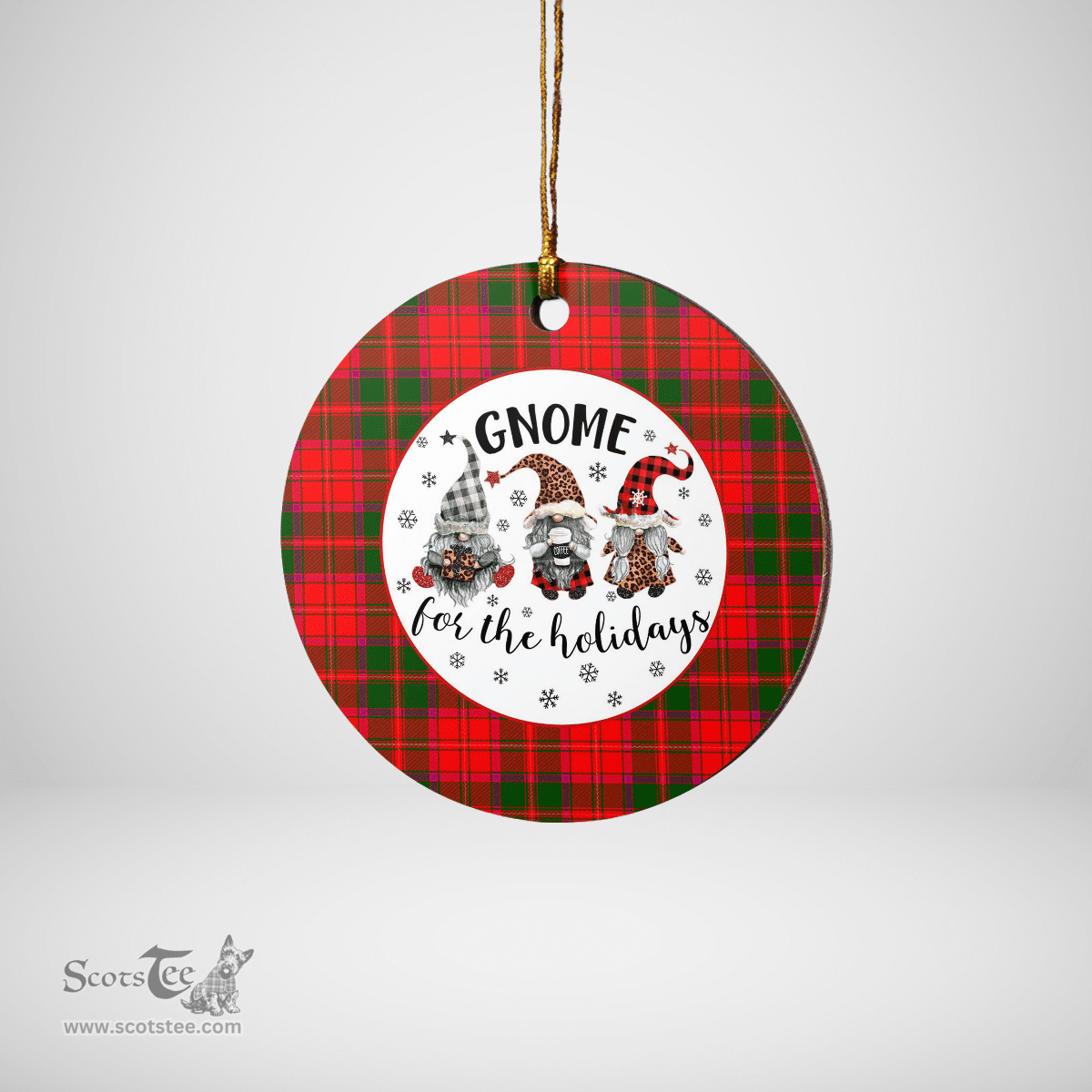 Scottish Crief District Clan Tartan Ceramic Ornament - Gnome Round Style Scottish Plaid Tartan Plaid