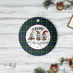 Scottish MacKenzie Modern Clan Tartan Ceramic Ornament - Gnome Round Style Scottish Plaid Tartan Plaid