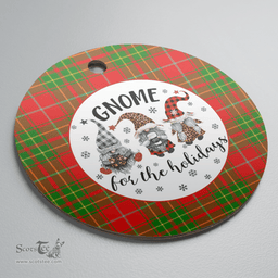 Scottish Burnett Ancient Clan Tartan Ceramic Ornament - Gnome Round Style Scottish Plaid Tartan Plaid