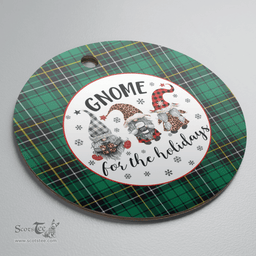 Scottish MacAlpin Ancient Clan Tartan Ceramic Ornament - Gnome Round Style Scottish Plaid Tartan Plaid