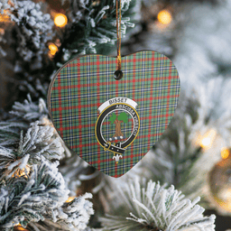 Scottish Bisset 2 Clan Tartan Ceramic Ornament - Crest Heart Style Scottish Plaid Tartan Plaid