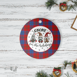 Scottish Witherspoon Clan Tartan Ceramic Ornament - Gnome Round Style Scottish Plaid Tartan Plaid