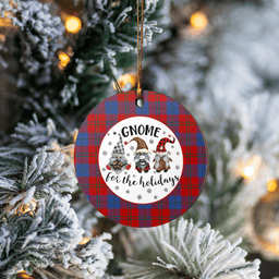 Scottish Witherspoon Clan Tartan Ceramic Ornament - Gnome Round Style Scottish Plaid Tartan Plaid