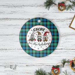 Scottish Gunn Ancient Clan Tartan Ceramic Ornament - Gnome Round Style Scottish Plaid Tartan Plaid