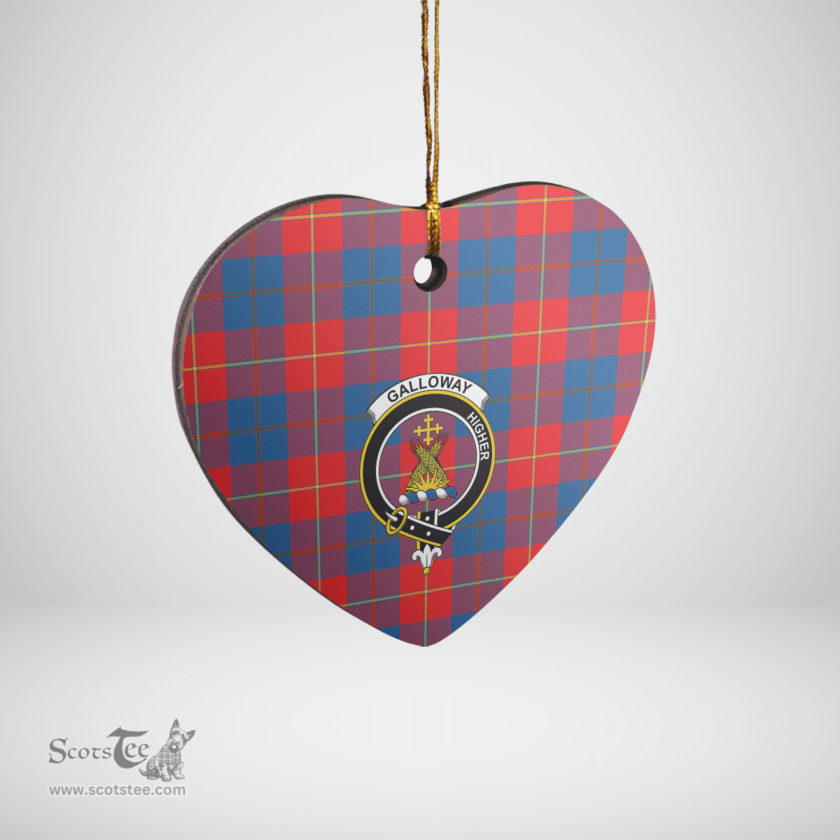 Scottish Galloway Red Clan Tartan Ceramic Ornament - Crest Heart Style Scottish Plaid Tartan Plaid