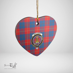 Scottish Galloway Red Clan Tartan Ceramic Ornament - Crest Heart Style Scottish Plaid Tartan Plaid