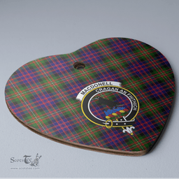 Scottish MacDonnell of Glengarry Modern Clan Tartan Ceramic Ornament - Crest Heart Style Scottish Plaid Tartan Plaid