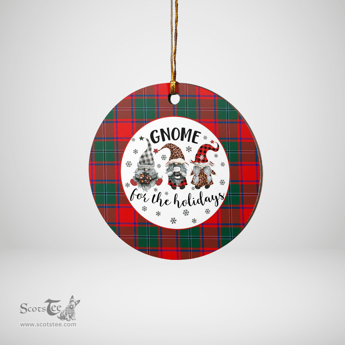 Scottish MacPhail Clan Clan Tartan Ceramic Ornament - Gnome Round Style Scottish Plaid Tartan Plaid