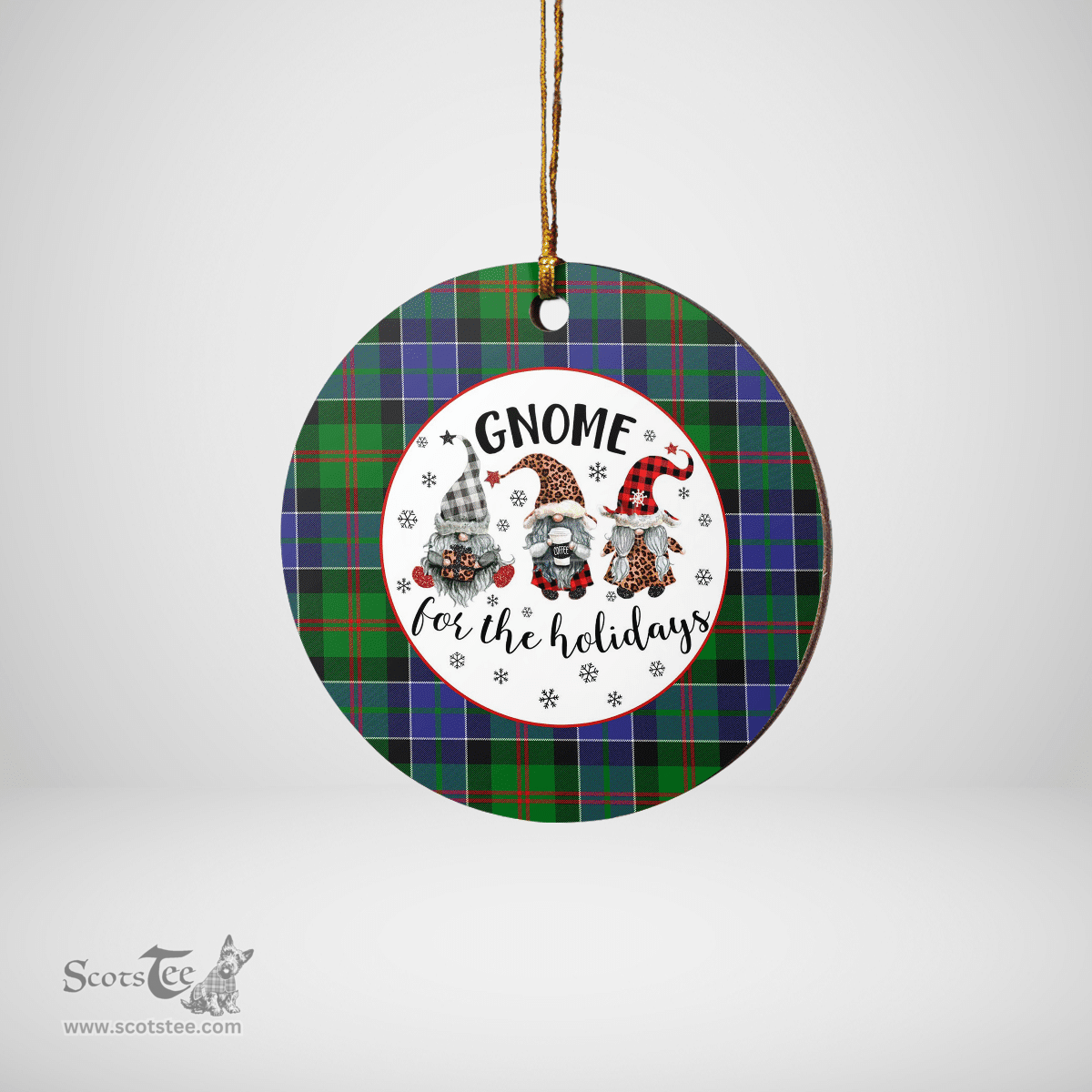 Scottish Paterson Clan Tartan Ceramic Ornament - Gnome Round Style Scottish Plaid Tartan Plaid