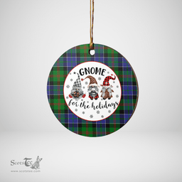 Scottish Paterson Clan Tartan Ceramic Ornament - Gnome Round Style Scottish Plaid Tartan Plaid