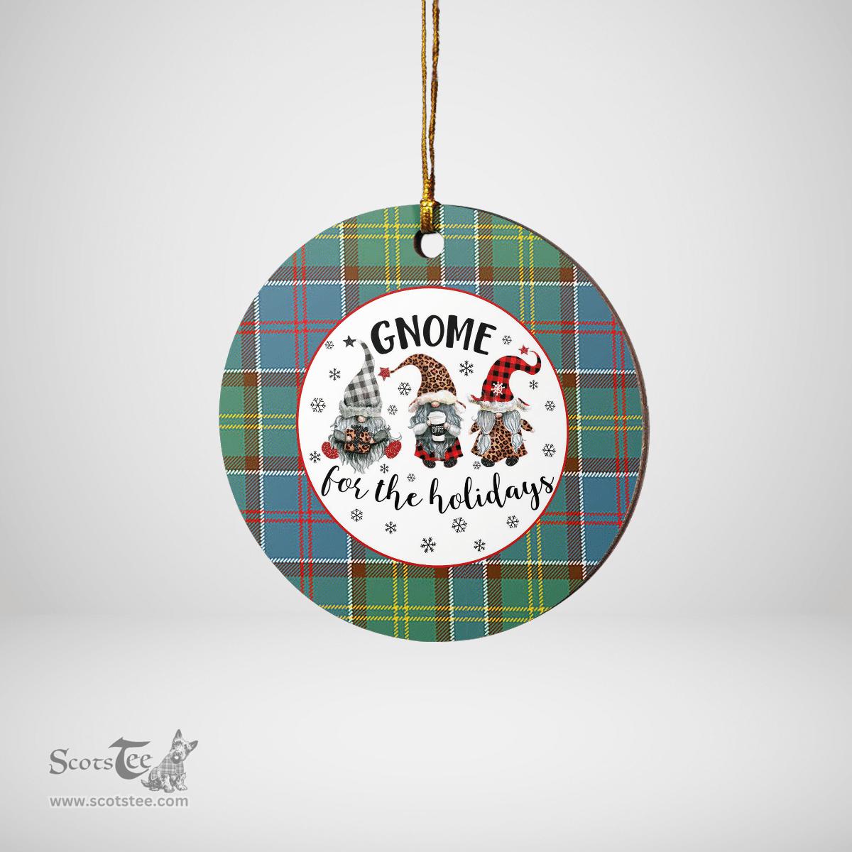 Scottish Whitelaw Clan Tartan Ceramic Ornament - Gnome Round Style Scottish Plaid Tartan Plaid