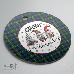 Scottish MacKenzie Modern Clan Tartan Ceramic Ornament - Gnome Round Style Scottish Plaid Tartan Plaid