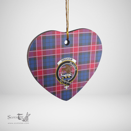 Scottish Graham of Menteith Red Clan Tartan Ceramic Ornament - Crest Heart Style Scottish Plaid Tartan Plaid