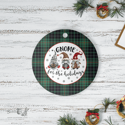 Scottish MacAulay Hunting Ancient Clan Tartan Ceramic Ornament - Gnome Round Style Scottish Plaid Tartan Plaid