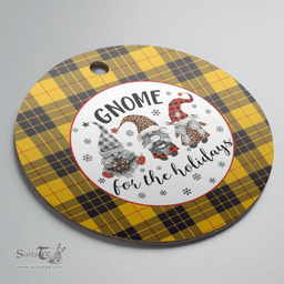 Scottish MacLeod of Lewis Ancient Clan Tartan Ceramic Ornament - Gnome Round Style Scottish Plaid Tartan Plaid