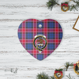 Scottish Graham of Menteith Red Clan Tartan Ceramic Ornament - Crest Heart Style Scottish Plaid Tartan Plaid