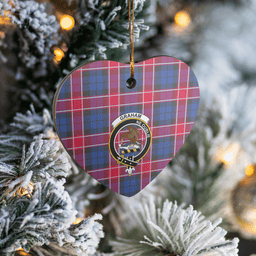 Scottish Graham of Menteith Red Clan Tartan Ceramic Ornament - Crest Heart Style Scottish Plaid Tartan Plaid