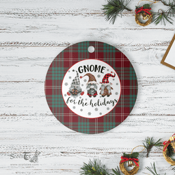 Scottish Crawford Modern Clan Tartan Ceramic Ornament - Gnome Round Style Scottish Plaid Tartan Plaid