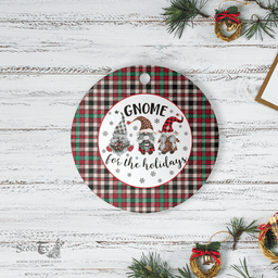 Scottish Borthwick Dress Ancient Clan Tartan Ceramic Ornament - Gnome Round Style Scottish Plaid Tartan Plaid