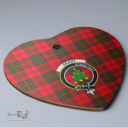 Scottish Grant Modern Clan Tartan Ceramic Ornament - Crest Heart Style Scottish Plaid Tartan Plaid