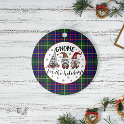 Scottish Inglis Modern Clan Tartan Ceramic Ornament - Gnome Round Style Scottish Plaid Tartan Plaid