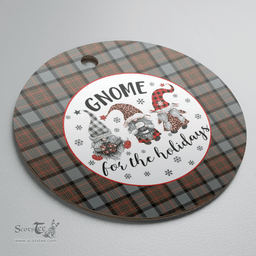 Scottish MacLaren Weathered Clan Tartan Ceramic Ornament - Gnome Round Style Scottish Plaid Tartan Plaid