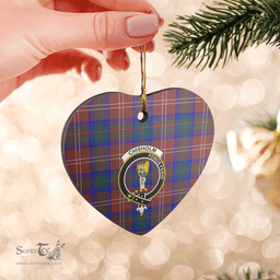Scottish Chisholm Hunting Modern Clan Tartan Ceramic Ornament - Crest Heart Style Scottish Plaid Tartan Plaid