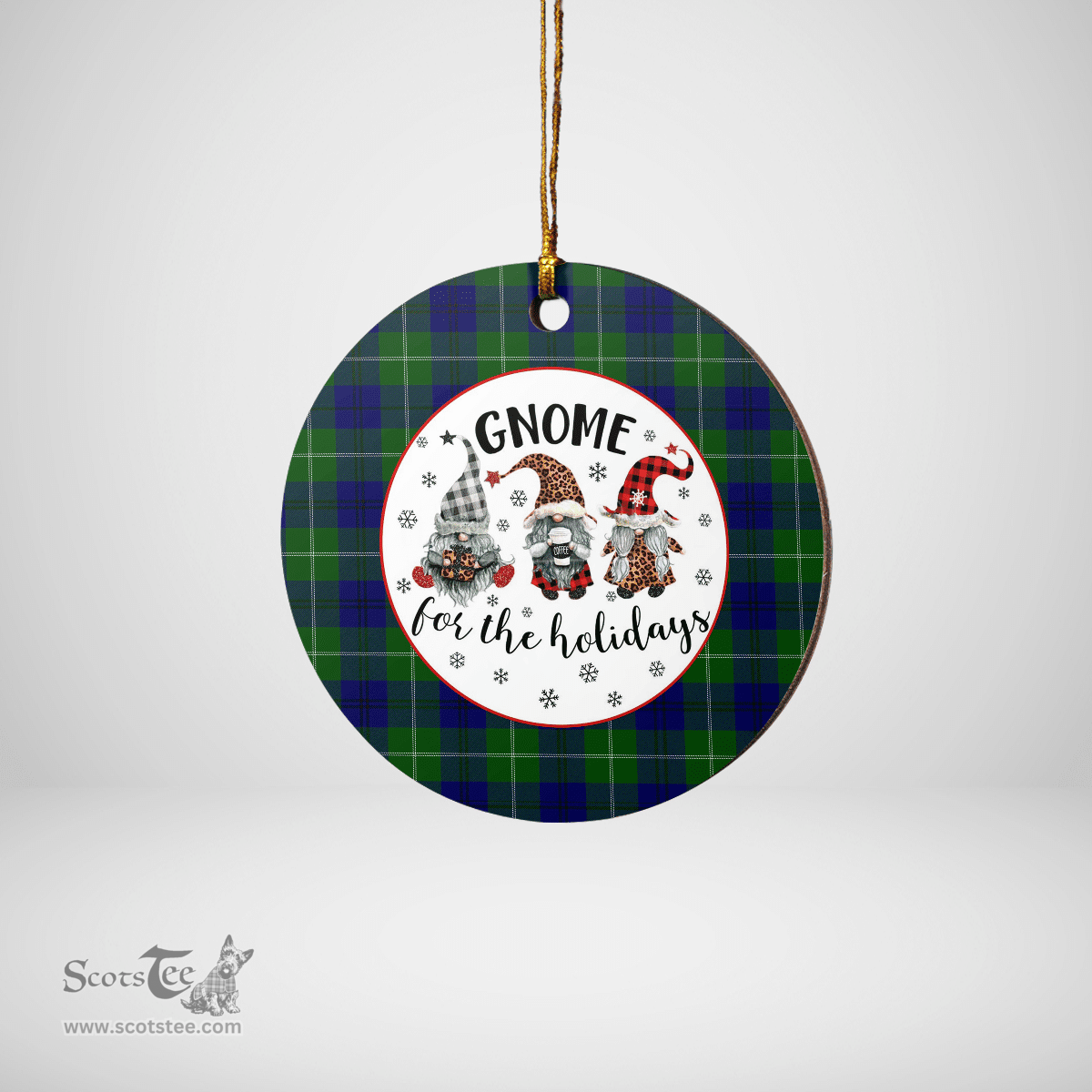 Scottish Oliphant Modern Clan Tartan Ceramic Ornament - Gnome Round Style Scottish Plaid Tartan Plaid
