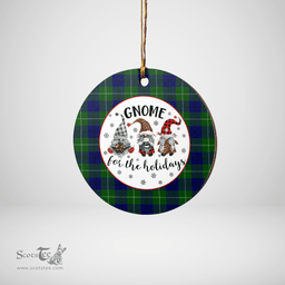Scottish Oliphant Modern Clan Tartan Ceramic Ornament - Gnome Round Style Scottish Plaid Tartan Plaid
