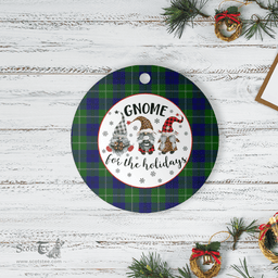 Scottish Oliphant Modern Clan Tartan Ceramic Ornament - Gnome Round Style Scottish Plaid Tartan Plaid
