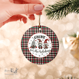 Scottish Borthwick Dress Ancient Clan Tartan Ceramic Ornament - Gnome Round Style Scottish Plaid Tartan Plaid