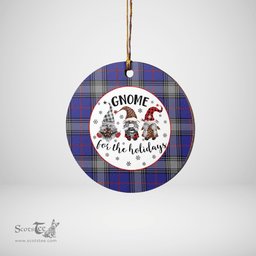 Scottish Kinnaird Clan Tartan Ceramic Ornament - Gnome Round Style Scottish Plaid Tartan Plaid