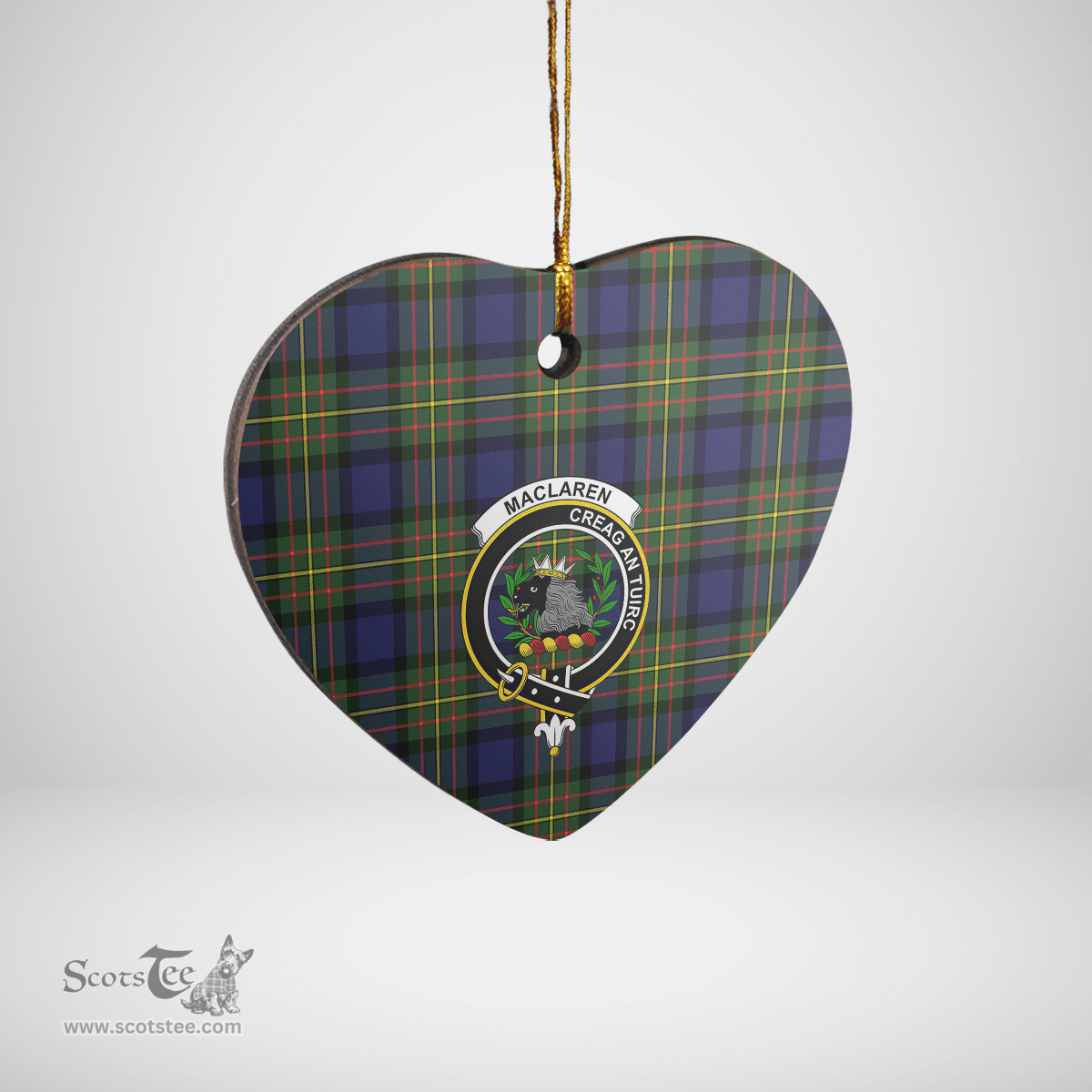 Scottish MacLaren Modern Clan Tartan Ceramic Ornament - Crest Heart Style Scottish Plaid Tartan Plaid