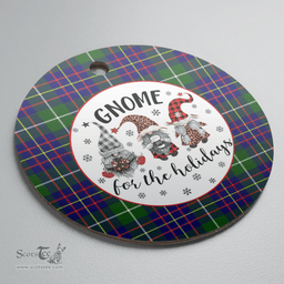 Scottish Inglis Modern Clan Tartan Ceramic Ornament - Gnome Round Style Scottish Plaid Tartan Plaid