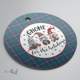 Scottish Sandilands (Douglas) Clan Tartan Ceramic Ornament - Gnome Round Style Scottish Plaid Tartan Plaid