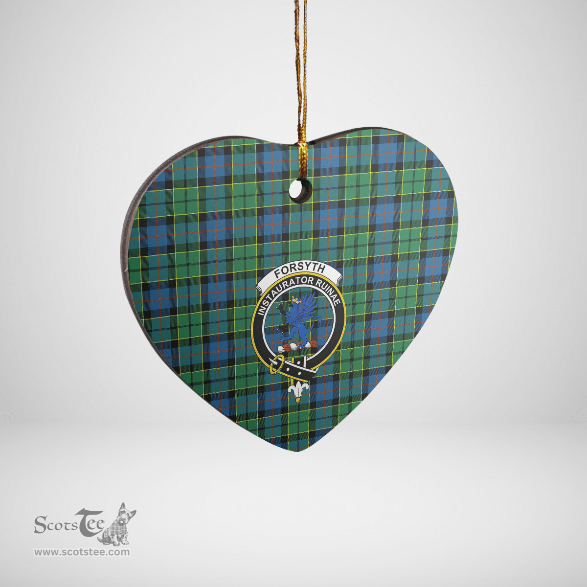 Scottish Forsyth Ancient Clan Tartan Ceramic Ornament - Crest Heart Style Scottish Plaid Tartan Plaid