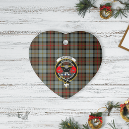 Scottish MacLeod of Harris Weathered Clan Tartan Ceramic Ornament - Crest Heart Style Scottish Plaid Tartan Plaid
