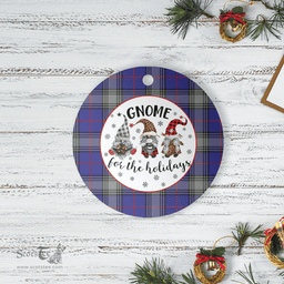 Scottish Kinnaird Clan Tartan Ceramic Ornament - Gnome Round Style Scottish Plaid Tartan Plaid