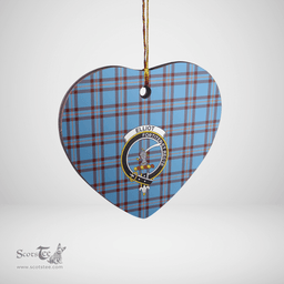 Scottish Elliot Ancient Clan Tartan Ceramic Ornament - Crest Heart Style Scottish Plaid Tartan Plaid