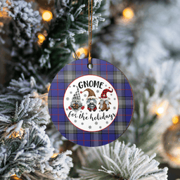 Scottish Kinnaird Clan Tartan Ceramic Ornament - Gnome Round Style Scottish Plaid Tartan Plaid