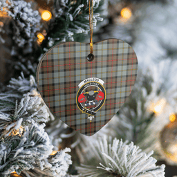Scottish MacLeod of Harris Weathered Clan Tartan Ceramic Ornament - Crest Heart Style Scottish Plaid Tartan Plaid