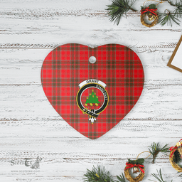 Scottish Grant Weathered Clan Tartan Ceramic Ornament - Crest Heart Style Scottish Plaid Tartan Plaid