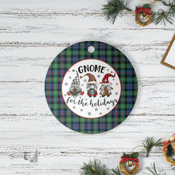 Scottish Farquharson Ancient Clan Tartan Ceramic Ornament - Gnome Round Style Scottish Plaid Tartan Plaid