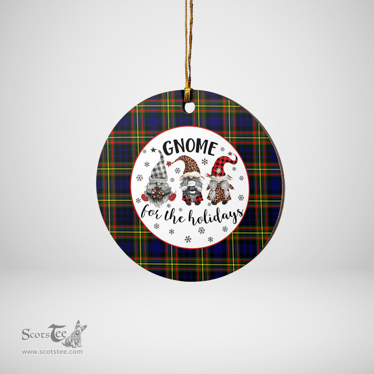 Scottish MacLellan Modern Clan Tartan Ceramic Ornament - Gnome Round Style Scottish Plaid Tartan Plaid