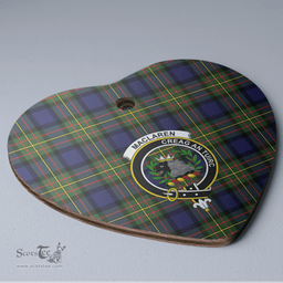 Scottish MacLaren Modern Clan Tartan Ceramic Ornament - Crest Heart Style Scottish Plaid Tartan Plaid