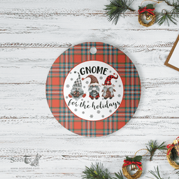 Scottish MacFarlane Ancient Clan Tartan Ceramic Ornament - Gnome Round Style Scottish Plaid Tartan Plaid